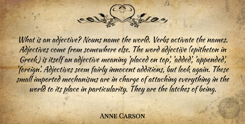 Anne Carson Quote About Somewhere Else, Names, Greek: What Is An Adjective Nouns...