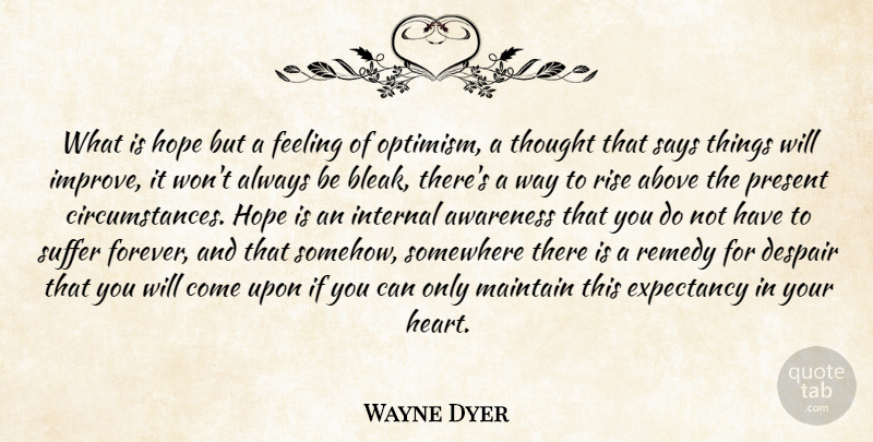Wayne Dyer Quote About Heart, Optimism, Forever: What Is Hope But A...