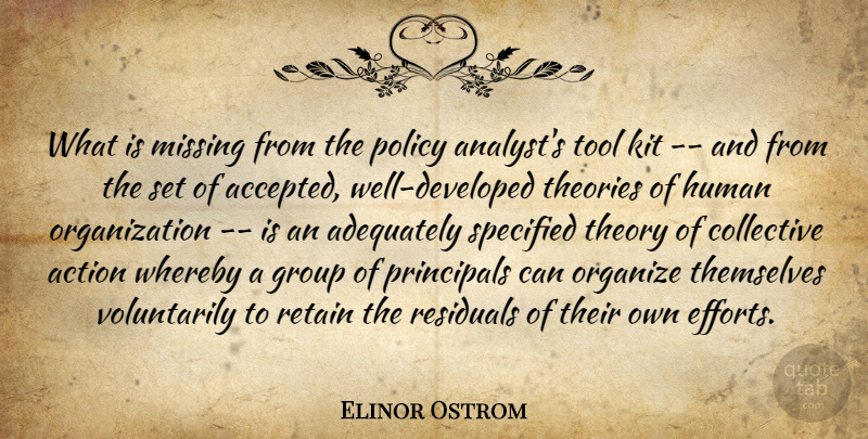 Elinor Ostrom Quote About Organization, Effort, Missing: What Is Missing From The...