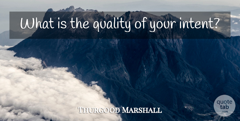Thurgood Marshall Quote About Respect, Quality, Intention: What Is The Quality Of...