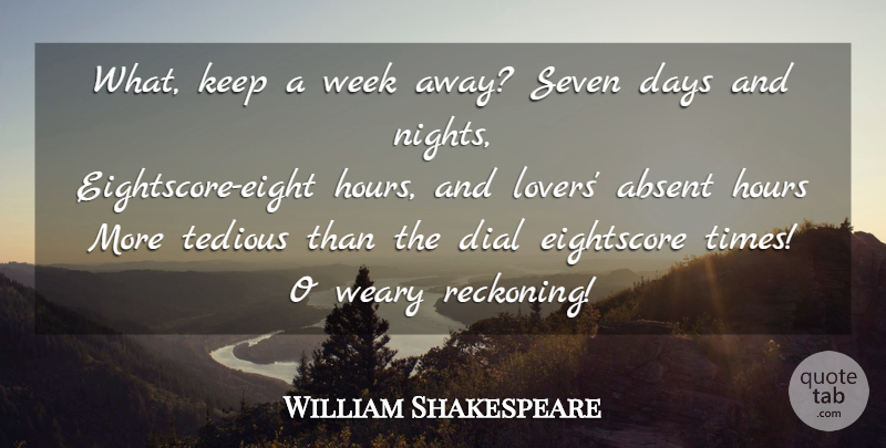 William Shakespeare Quote About Time, Night, Eight: What Keep A Week Away...