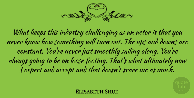 Elisabeth Shue Quote About Downs, Expect, Industry, Keeps, Loose: What Keeps This Industry Challenging...
