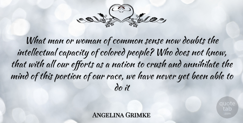 Angelina Grimke Quote About Crush, Men, Race: What Man Or Woman Of...