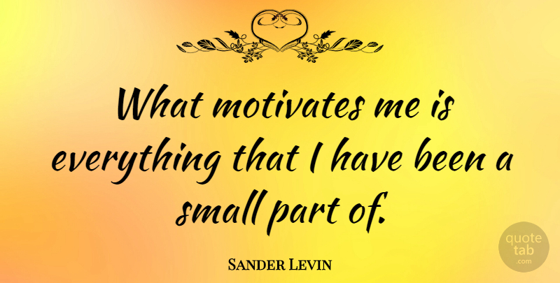Sander Levin Quote About Small Parts, Has Beens: What Motivates Me Is Everything...