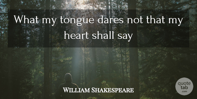 William Shakespeare Quote About Sympathy, Heart, Tongue: What My Tongue Dares Not...