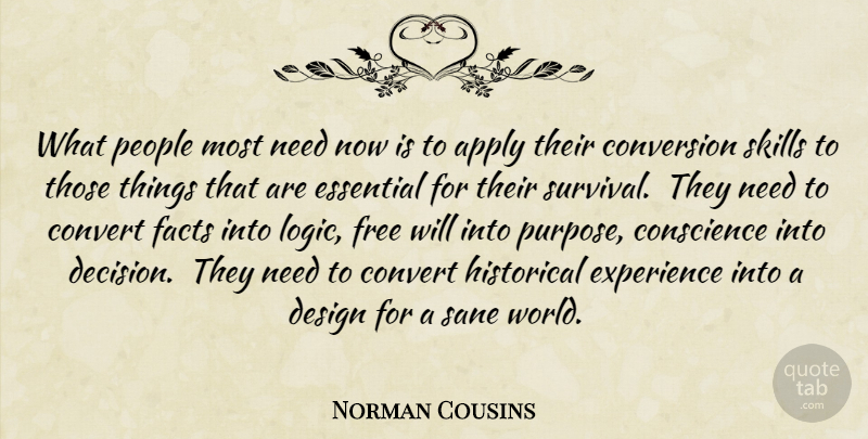 Norman Cousins Quote About Skills, Perspective, People: What People Most Need Now...