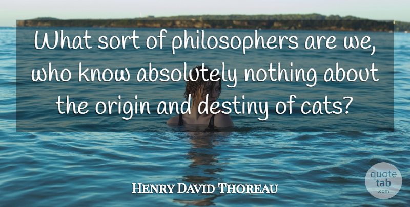 Henry David Thoreau Quote About Absolutely, Destiny, Origin, Philosophers And Philosophy, Sort: What Sort Of Philosophers Are...