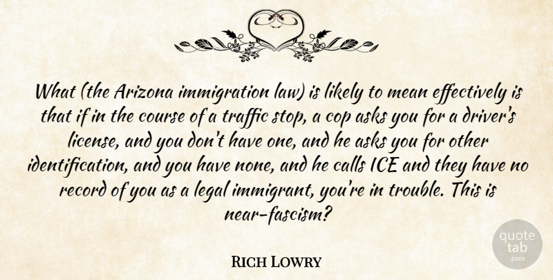 Rich Lowry Quote About Mean, Ice, Law: What The Arizona Immigration Law...