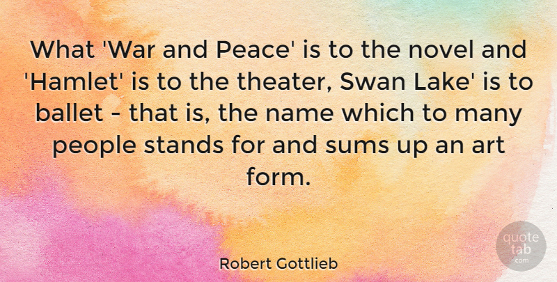 Robert Gottlieb Quote About Art, Ballet, Name, Novel, Peace: What War And Peace Is...