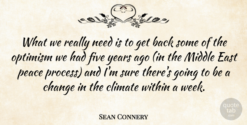 Sean Connery Quote About Change, Climate, East, Five, Middle: What We Really Need Is...