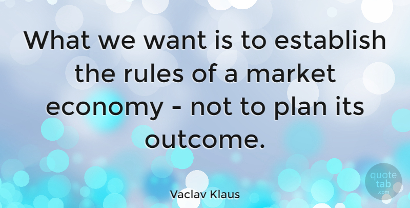 Vaclav Klaus Quote About Establish, Market: What We Want Is To...
