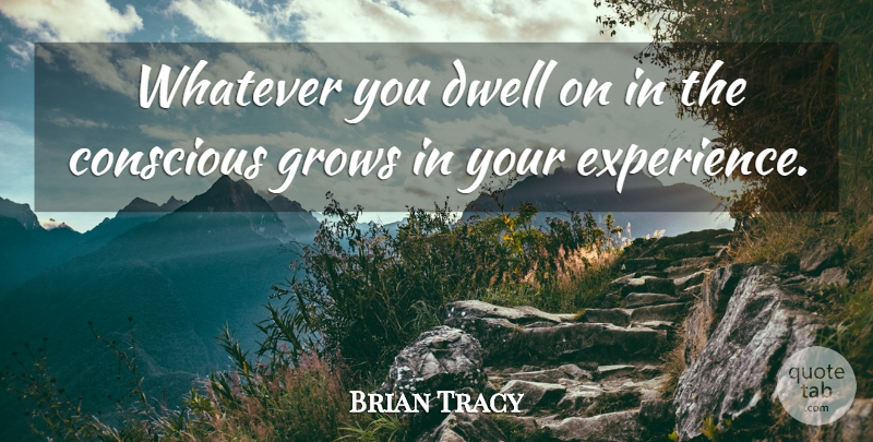 Brian Tracy Quote About Inspirational, Conscious, Grows: Whatever You Dwell On In...