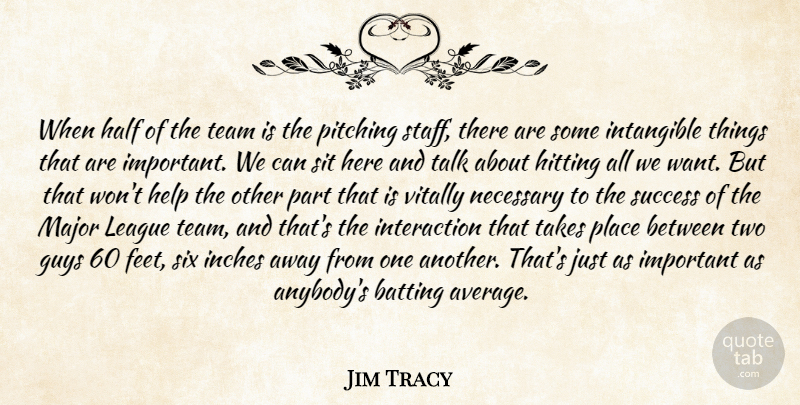 Jim Tracy Quote About Batting, Guys, Half, Help, Hitting: When Half Of The Team...
