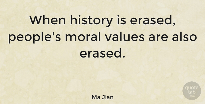 Ma Jian Quote About People, Moral, Moral Values: When History Is Erased Peoples...