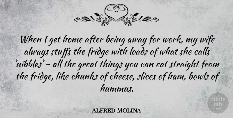 Alfred Molina Quote About Home, Wife, Ham: When I Get Home After...