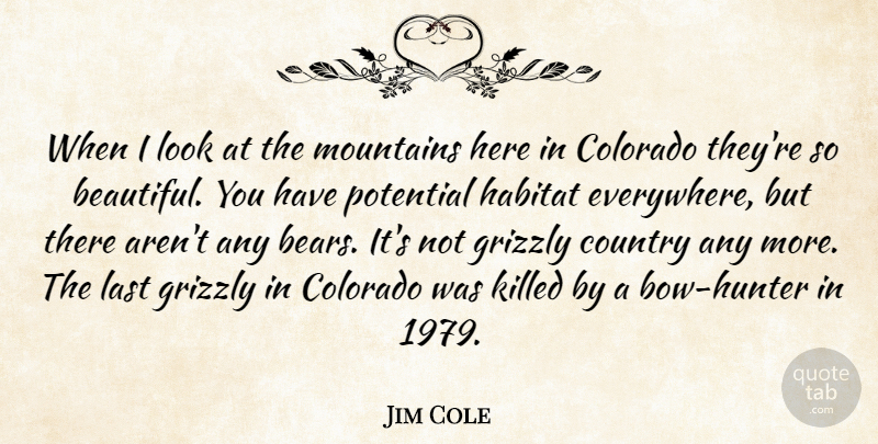 Jim Cole Quote About Colorado, Country, Habitat, Last, Mountains: When I Look At The...