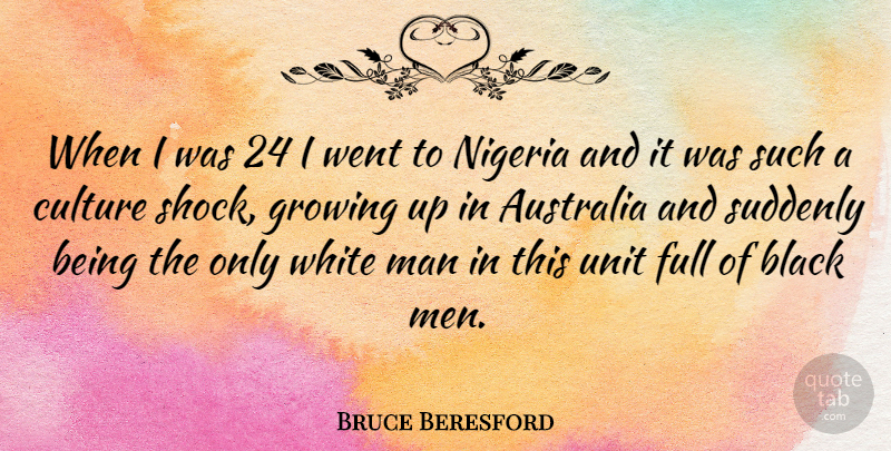 Bruce Beresford Quote About Growing Up, Men, White Man: When I Was 24 I...