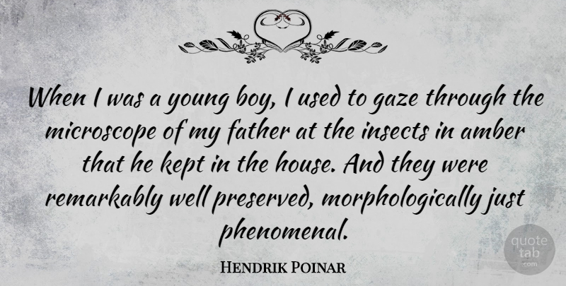 Hendrik Poinar Quote About Amber, Gaze, Insects, Kept, Microscope: When I Was A Young...