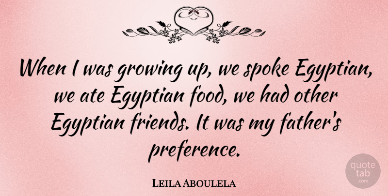 Leila Aboulela Quote About Ate, Egyptian, Food, Spoke: When I Was Growing Up...