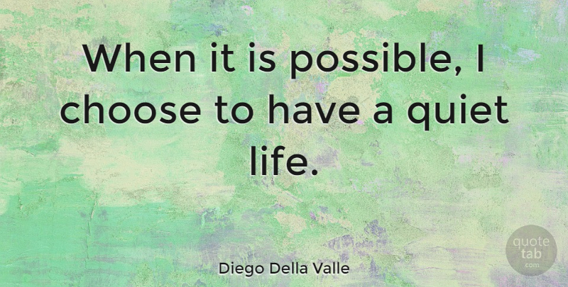 Diego Della Valle Quote About Quiet, Quiet Life: When It Is Possible I...