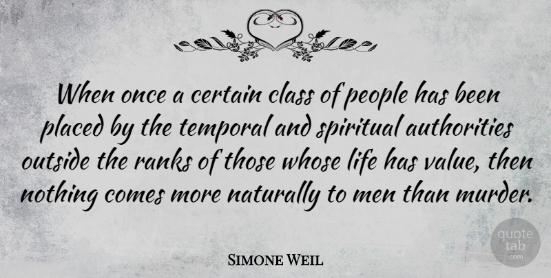Simone Weil Quote About Spiritual, Men, Class: When Once A Certain Class...