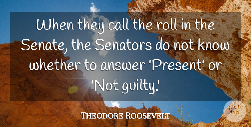 Theodore Roosevelt Quote About Presidential, Guilt, Answers: When They Call The Roll...