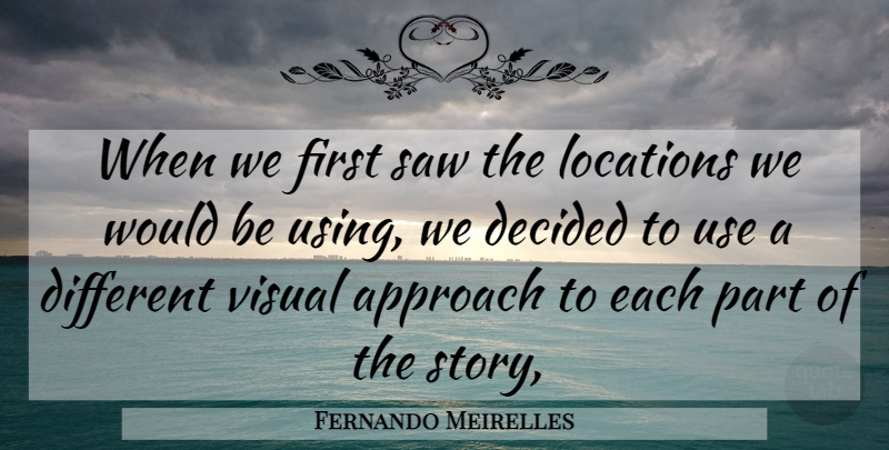 Fernando Meirelles Quote About Approach, Decided, Locations, Saw, Visual: When We First Saw The...