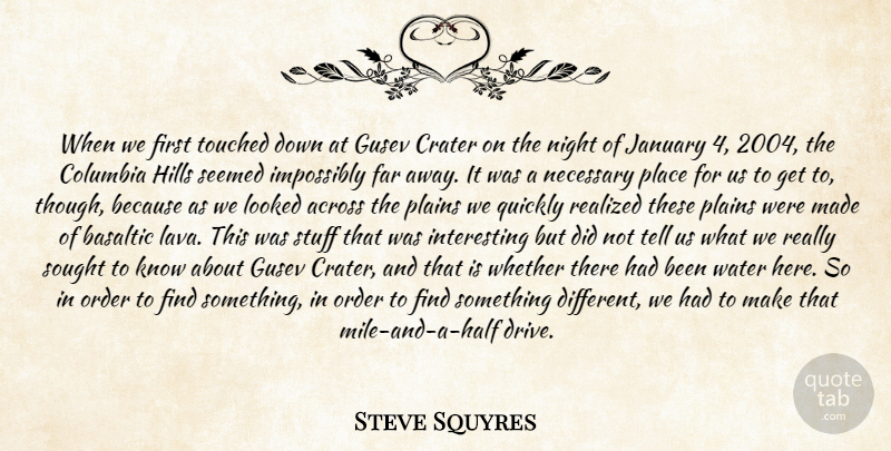 Steve Squyres Quote About Across, Columbia, Far, Hills, January: When We First Touched Down...