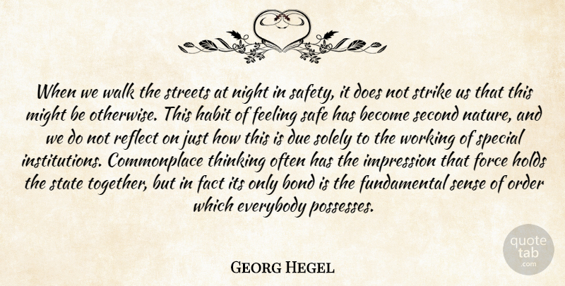 Georg Wilhelm Friedrich Hegel Quote About Night, Thinking, Order: When We Walk The Streets...