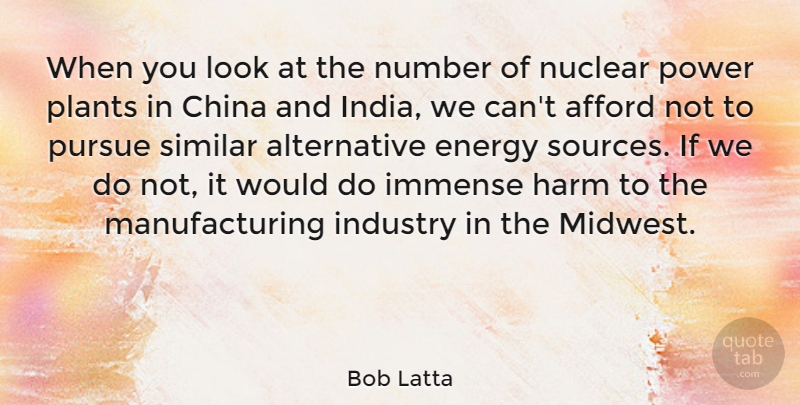 Bob Latta Quote About Afford, China, Harm, Immense, Industry: When You Look At The...
