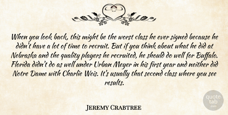 Jeremy Crabtree Quote About Charlie, Class, Dame, Florida, Might: When You Look Back This...