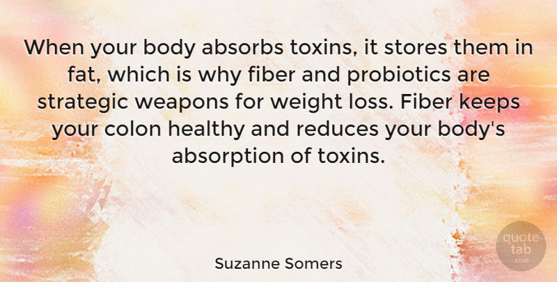 Suzanne Somers Quote About Colon, Fiber, Keeps, Stores, Strategic: When Your Body Absorbs Toxins...