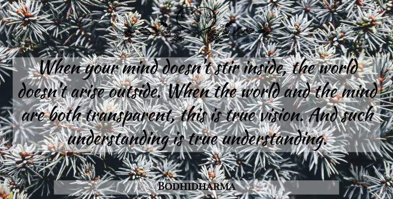 Bodhidharma Quote About Understanding, Mind, Vision: When Your Mind Doesnt Stir...