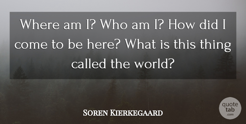 Soren Kierkegaard Quote About Philosophy, Umpires, World: Where Am I Who Am...
