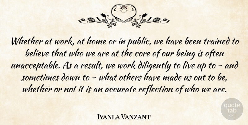 Iyanla Vanzant Quote About Believe, Home, Reflection: Whether At Work At Home...