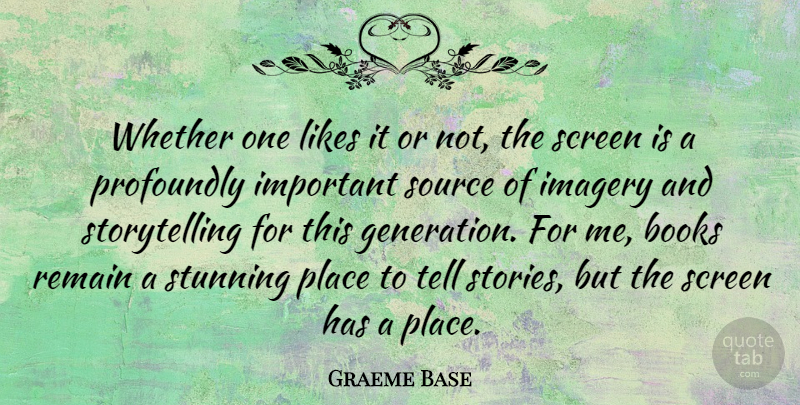 Graeme Base Quote About Likes, Profoundly, Remain, Screen, Source: Whether One Likes It Or...