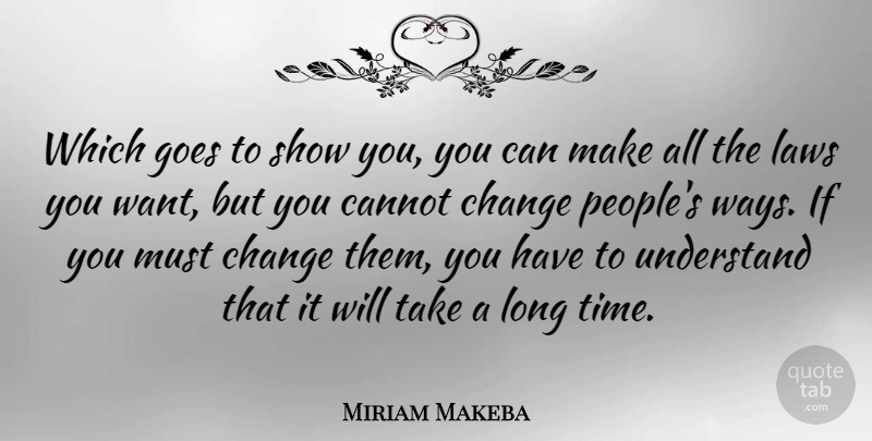 Miriam Makeba Quote About Cannot, Change, Goes, Laws: Which Goes To Show You...