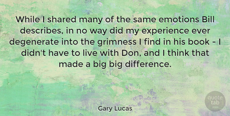 Gary Lucas Quote About American Entertainer, Bill, Degenerate, Experience, Shared: While I Shared Many Of...