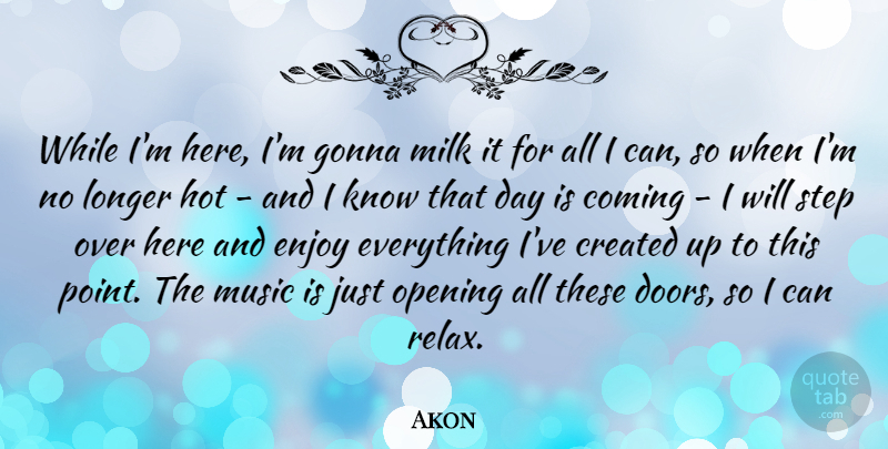 Akon Quote About Coming, Created, Enjoy, Gonna, Hot: While Im Here Im Gonna...