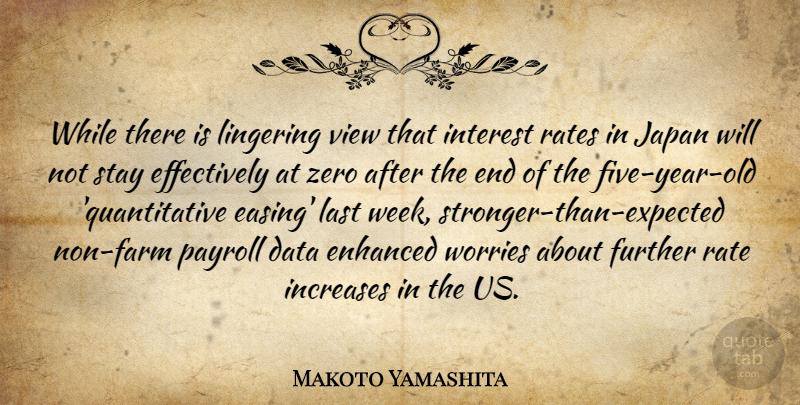 Makoto Yamashita Quote About Data, Enhanced, Further, Increases, Interest: While There Is Lingering View...