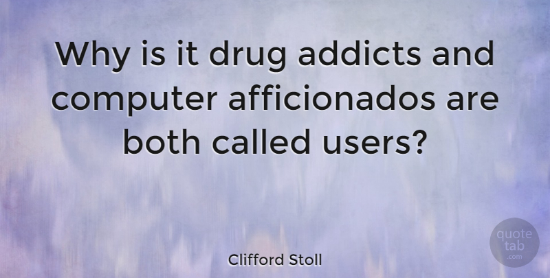 Clifford Stoll Quote About American Author, Both: Why Is It Drug Addicts...