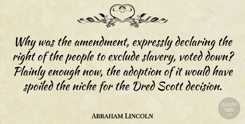 Abraham Lincoln Quote About Adoption, Declaring, Exclude, Expressly, People: Why Was The Amendment Expressly...