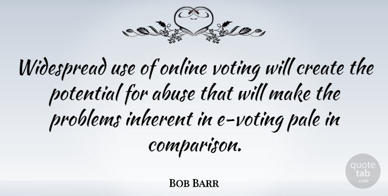 Bob Barr Quote About Voting, Abuse, Problem: Widespread Use Of Online Voting...