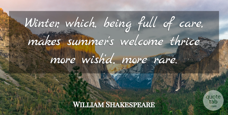 William Shakespeare Quote About Summer, Winter, Wish: Winter Which Being Full Of...