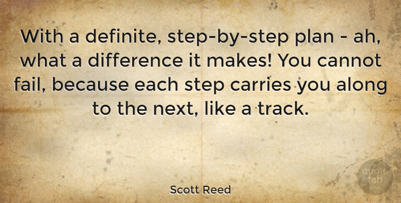 Scott Reed Quote About Along, American Comedian, Cannot, Carries, Difference: With A Definite Step By...