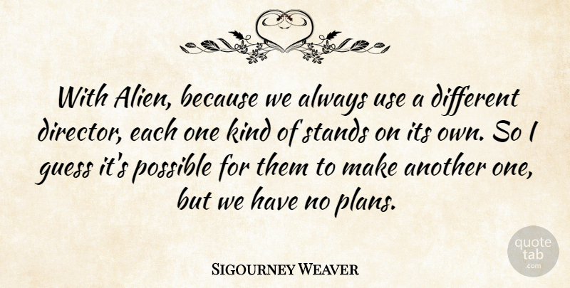 Sigourney Weaver Quote About Use, Directors, Different: With Alien Because We Always...