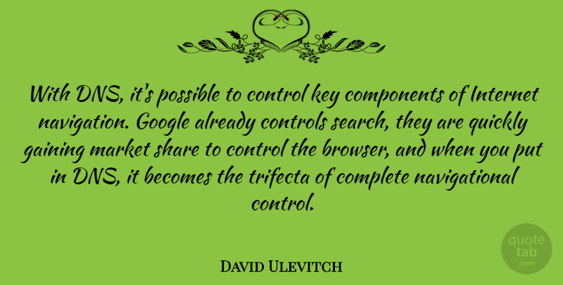 David Ulevitch Quote About Becomes, Complete, Components, Controls, Gaining: With Dns Its Possible To...