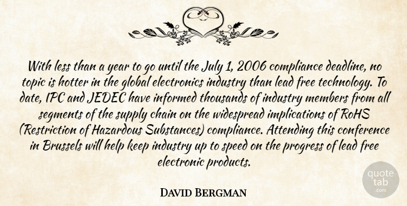 David Bergman Quote About Attending, Brussels, Chain, Compliance, Conference: With Less Than A Year...