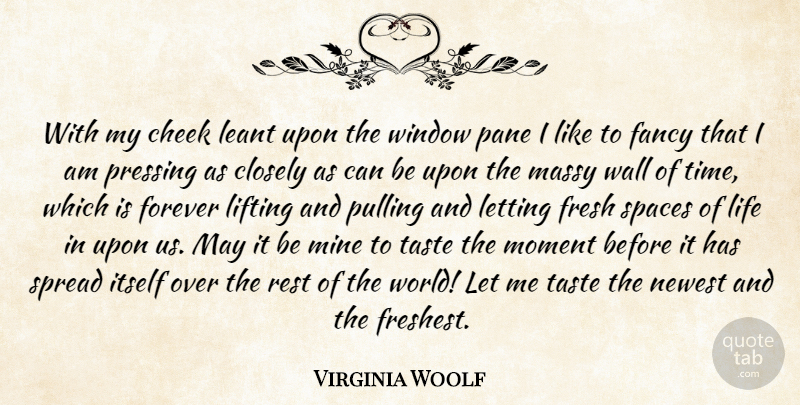 Virginia Woolf Quote About Wall, Window Panes, Space: With My Cheek Leant Upon...