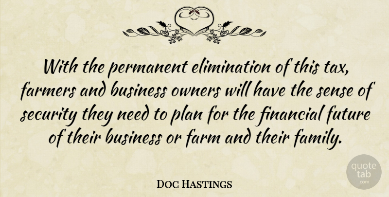 Doc Hastings Quote About Business, Farmers, Financial, Future, Owners: With The Permanent Elimination Of...